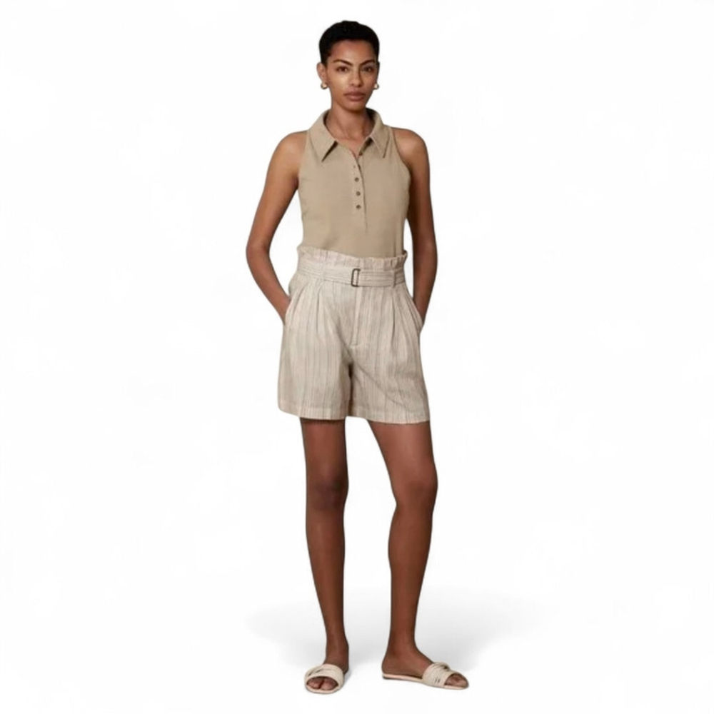Banana Republic Linen Blend Paperbag Belted Striped Shorts NWT Weekend Getaway 6